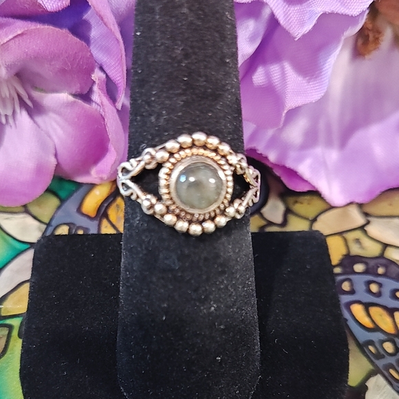 Source Unknown Jewelry - Labradorite Gemstone Silver Plated Ring - Size 6 3/4